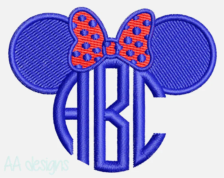 Mickey monogram embroidery digital font. Embroidery font in Mickey for baby cute. BX file