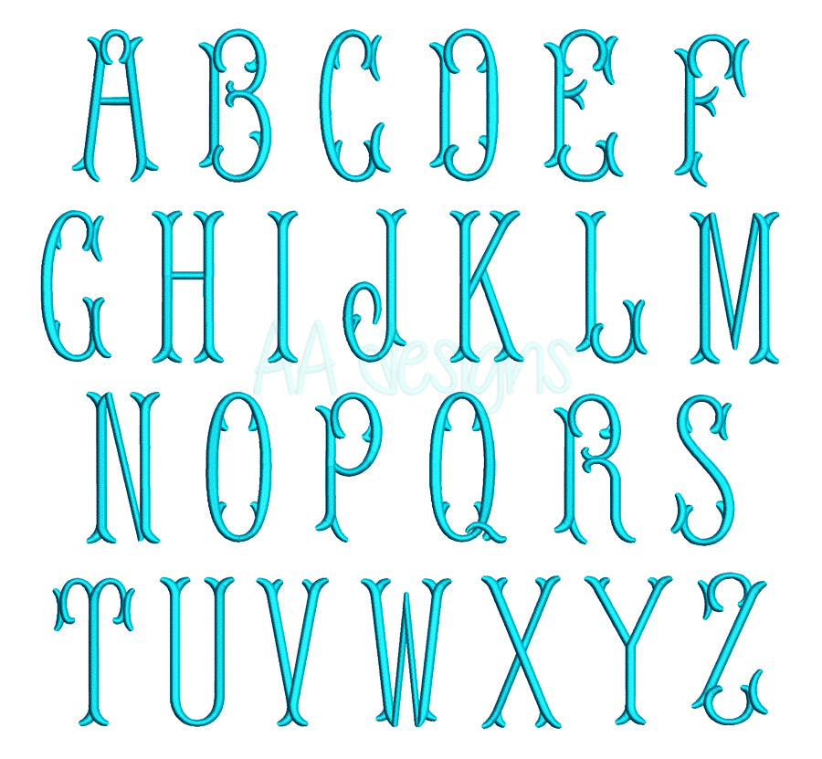 Fishtail embroidery digital font. Cute embroidery font for instant download. PES DST BX and all files for embroidery machine