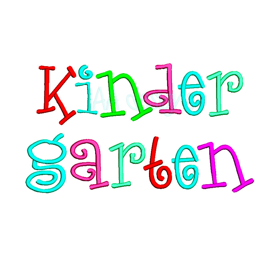 Kindergarten Embroidery Digital Font. Machine embroidery font for baby. BX format included.