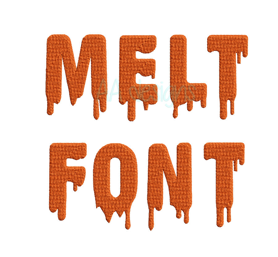 Melt Embroidery Font. Machine embroidery font for instant download. BX format