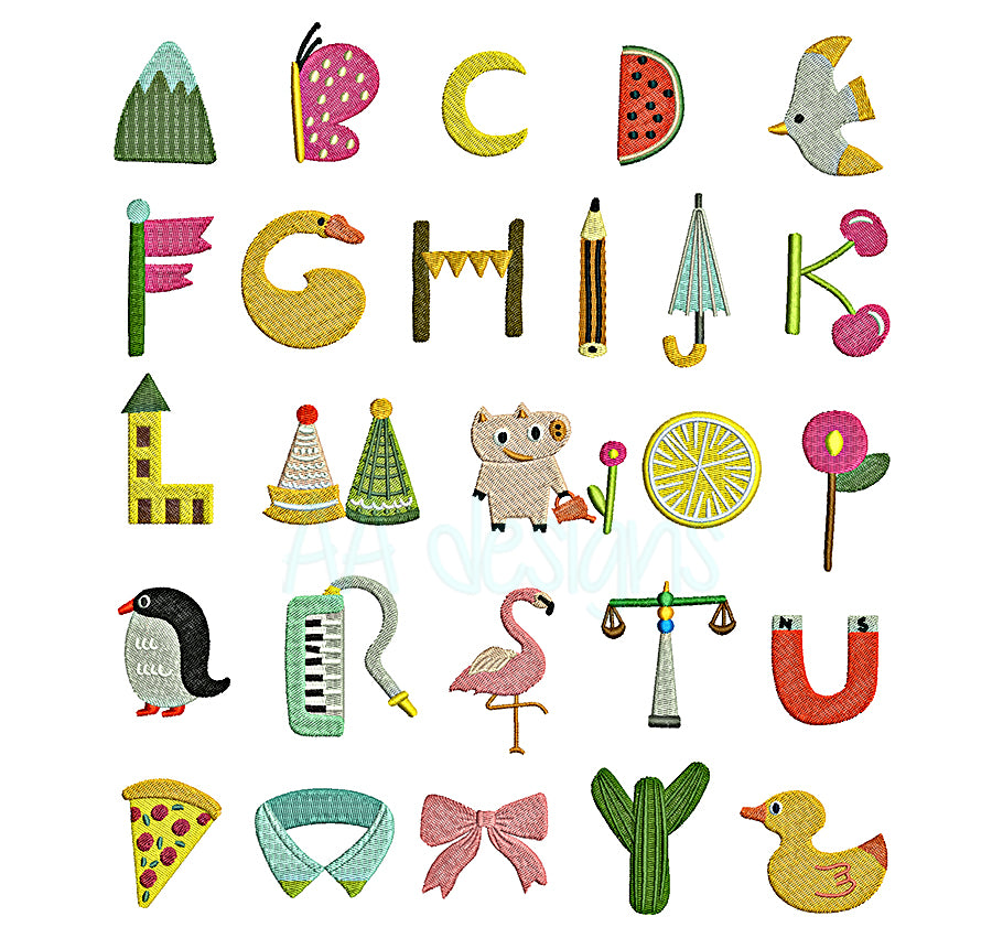 Baby Life embroidery font. Machine embroidery alphabet for instant download. PES DST BX and all files for embroidery machine