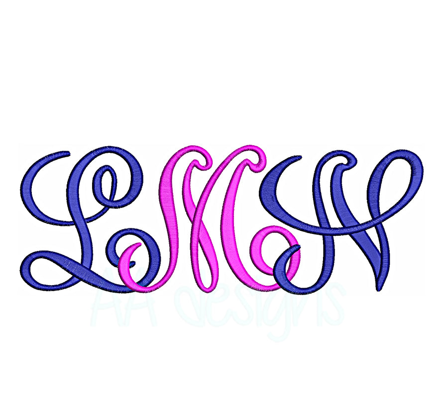 Script Embroidery Font. Machine embroidery in script font. BX format