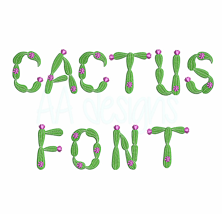 Cactus Embroidery Font. Machine embroidery font for instant download. BX format