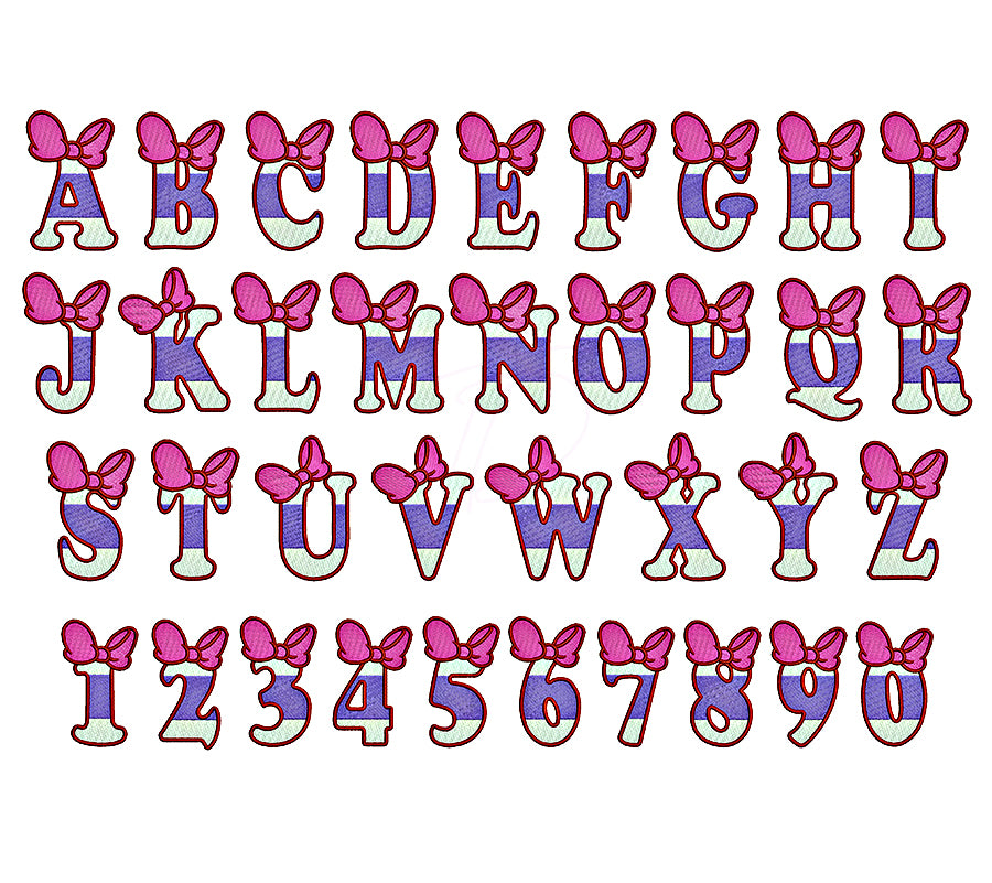 Bow Mouse Embroidery Font