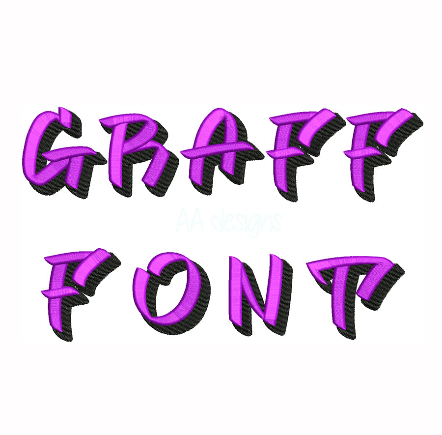 Graffiti 3D puff embroidery digital font. 3D puff embroidery font with foam. BX file also included.
