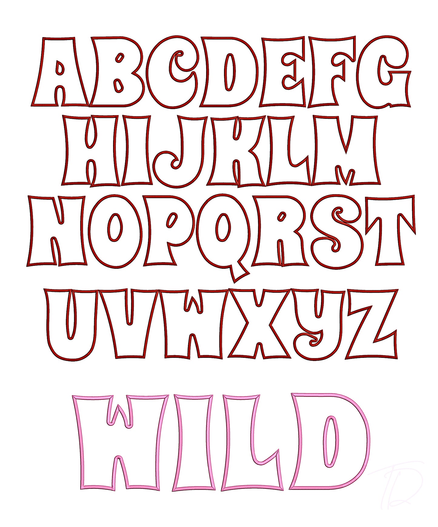 Wild Applique Embroidery Font