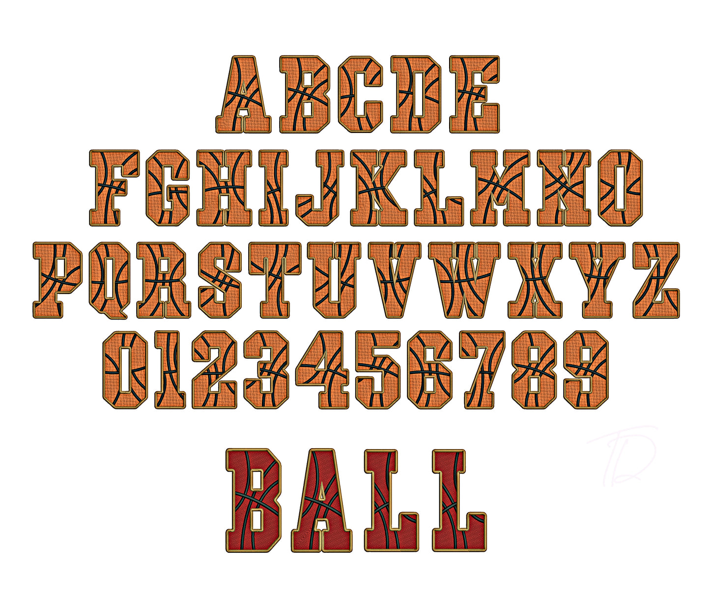 Basketball Embroidery Digital Font