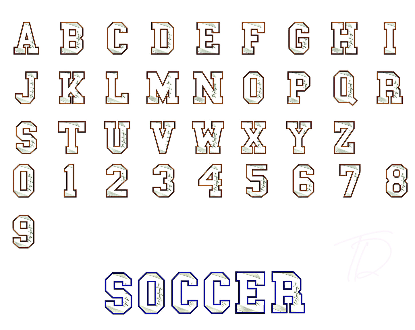 Soccer Ball Applique Embroidery Font