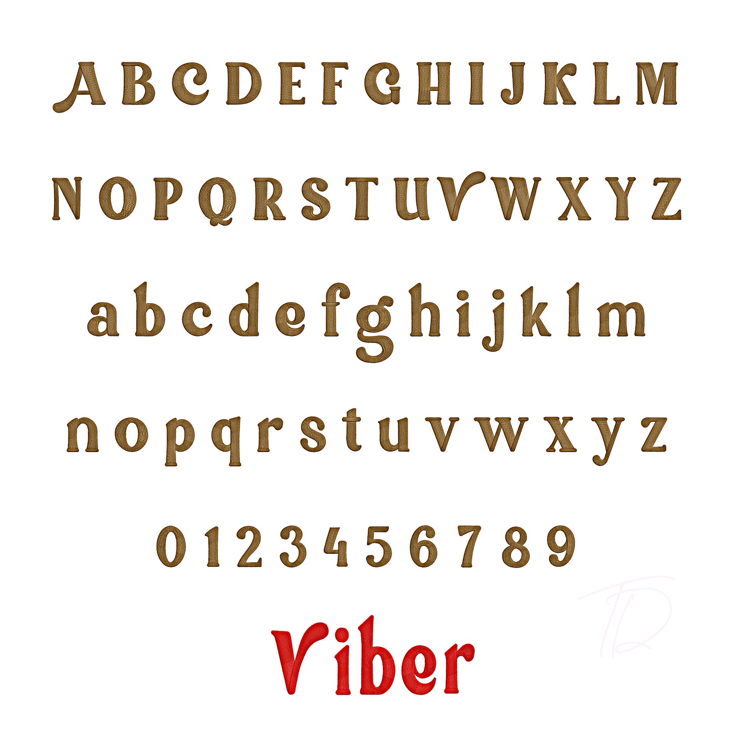 Viber retro embroidery digital font. PES DST BX file for instant download.