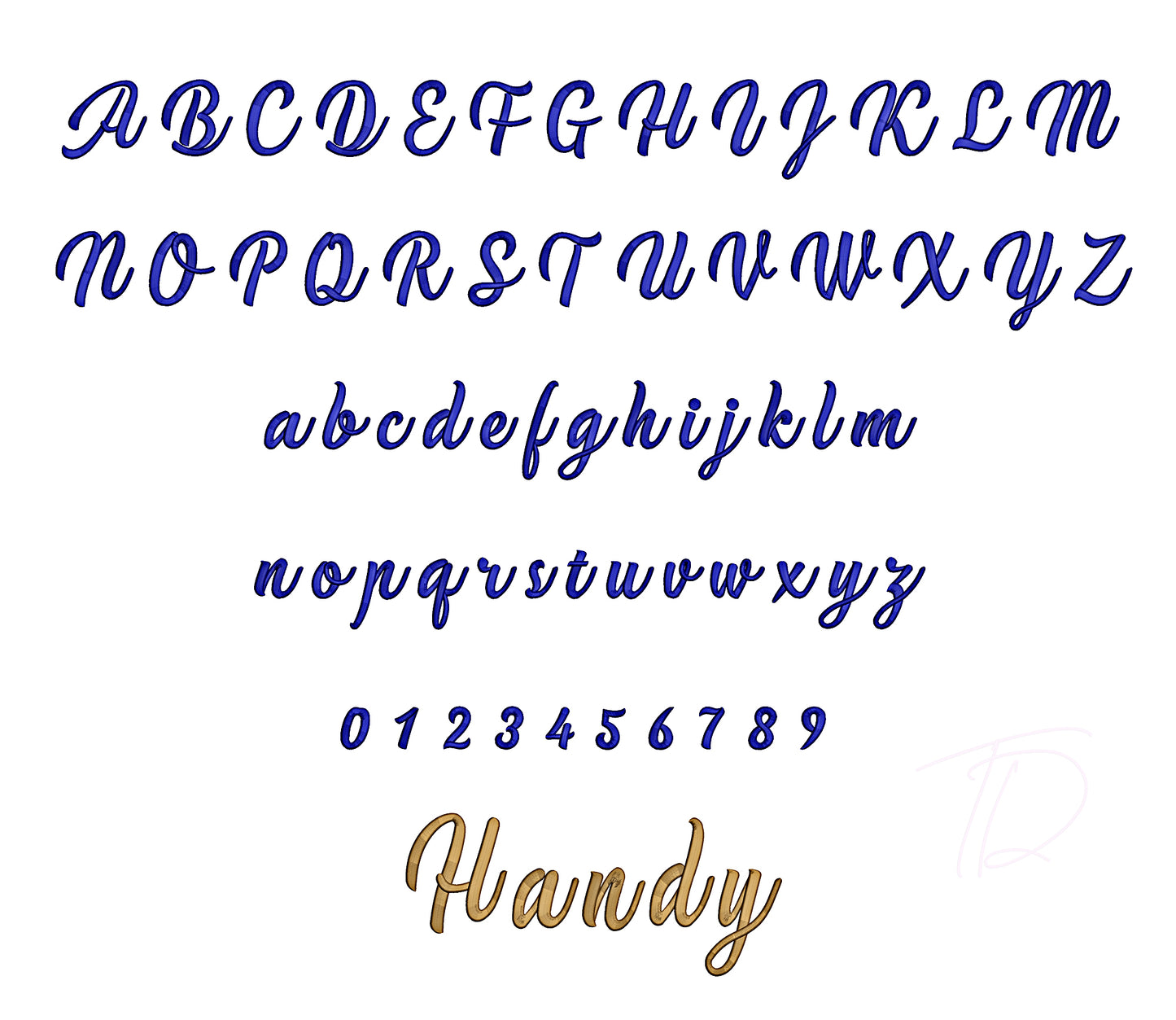 Handy 3D puff embroidery digital font. PES DST BX embroidery file for instant download