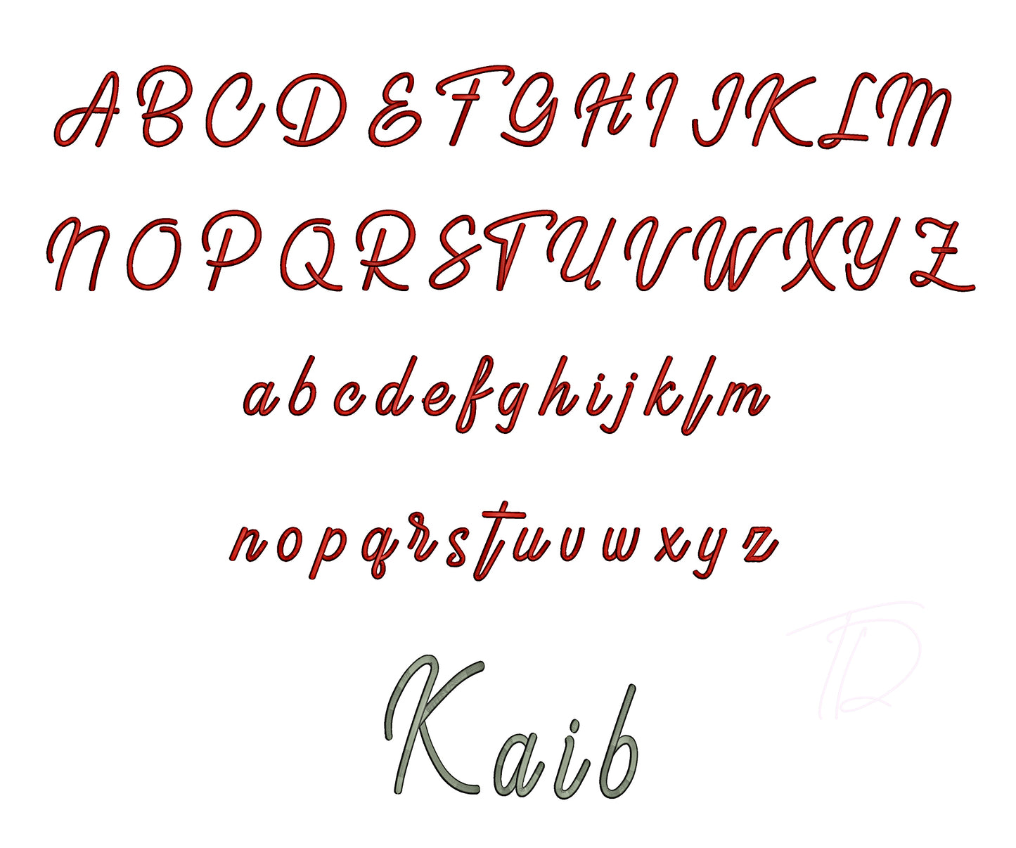 Kai 3D puff embroidery digital font. Machine embroidery alphabet in 3D puff foam. PES DST BX and all files for embroidery machine. Instant download