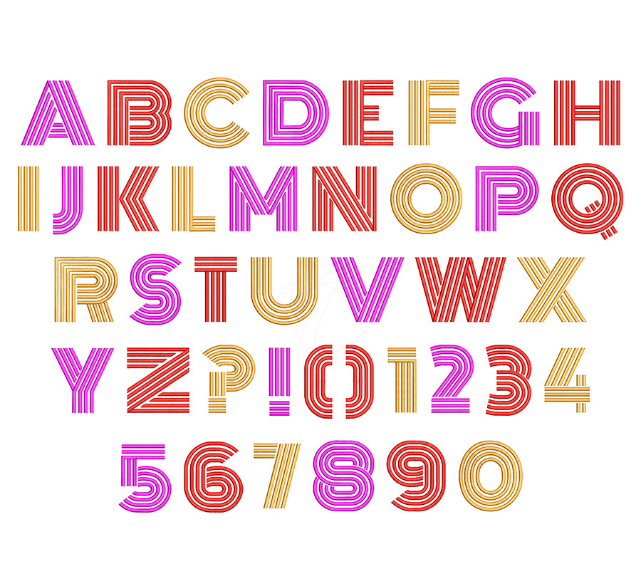 Disco Retro Embroidery Digital Font