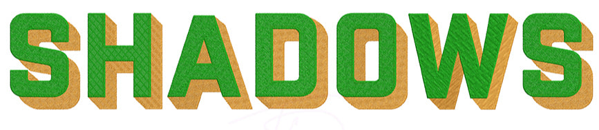 Shadows fill embroidery digital font. Machine embroidery alphabet in fill stitch. BX PES DST and all files