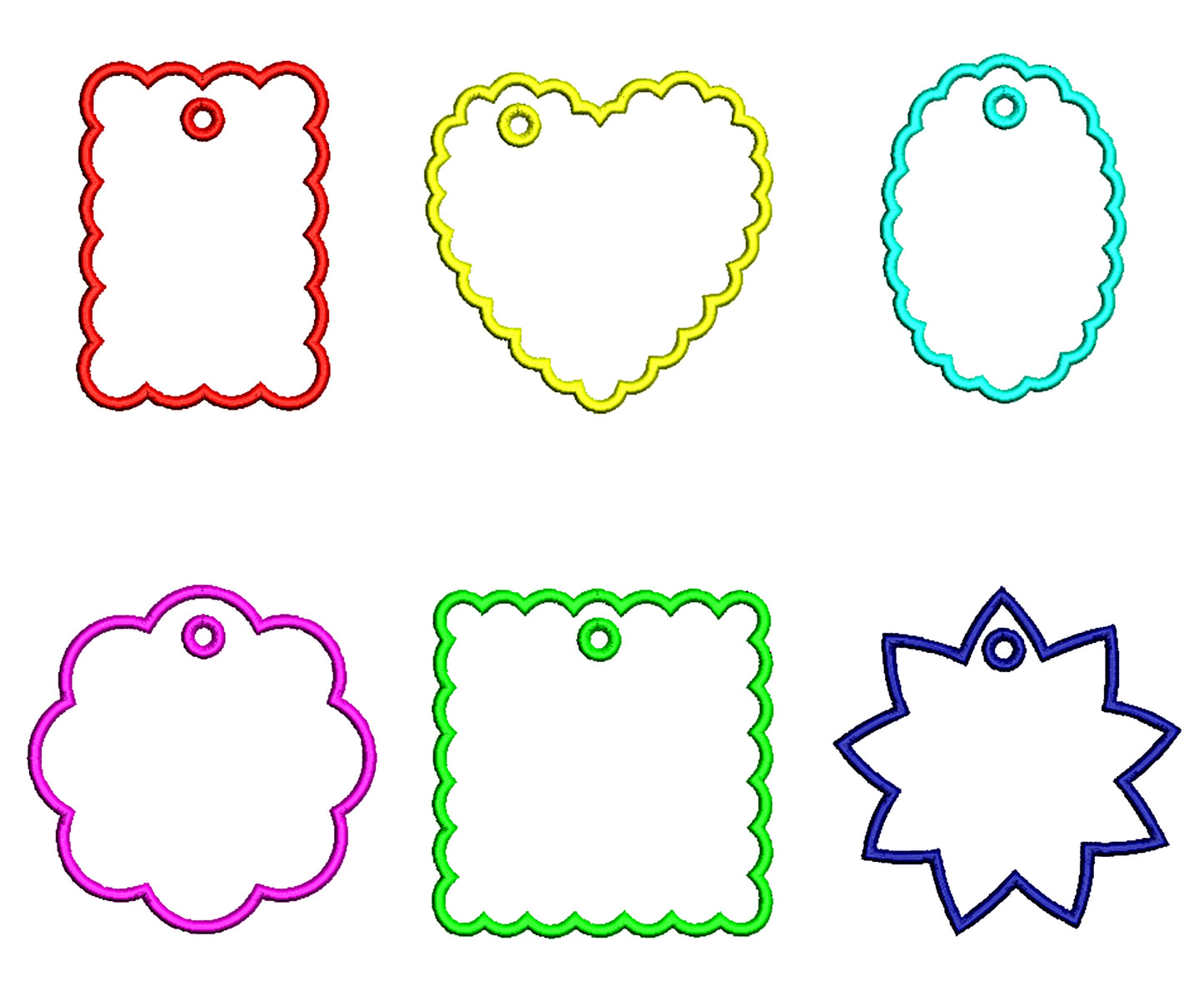 ITH Scallop Bag Tag Name Embroidery Design Bundle