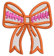 Rugby Bow embroidery design - sample stitch out