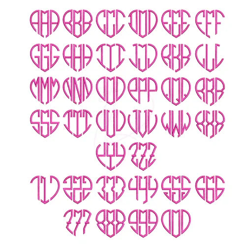 Heart Embroidery Font — Machine Embroidery Digital Download | BX PES DST