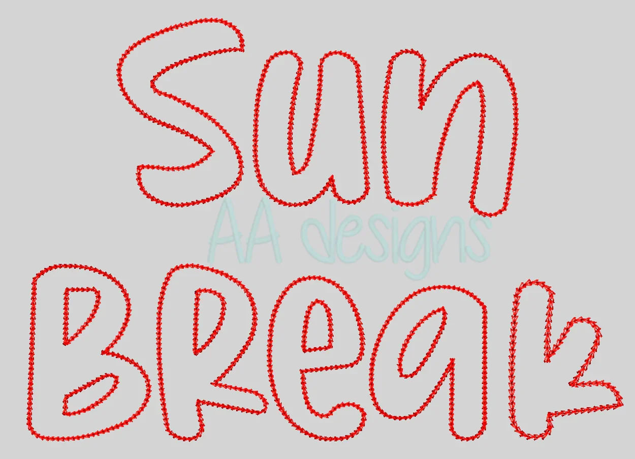 Sun Break Machine Embroidery Font — Instant Digital Download | BX PES DST