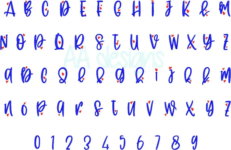 Flying Love embroidery digital font. Embroidery font, embroidery alphabet, embroidery monogram font, machine embroidery font, embroidery lettering, BX embroidery font, PES font embroidery, DST font embroidery