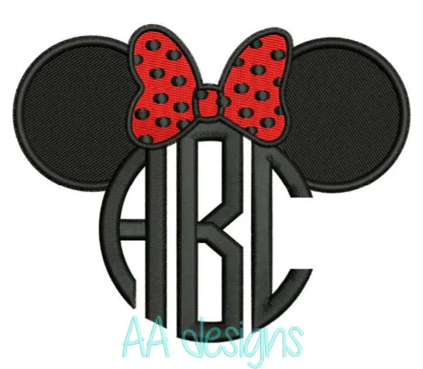 Mickey monogram embroidery digital font. Embroidery font in Mickey for baby cute. BX file