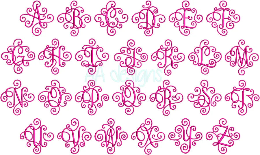 Elegant Scroll embroidery digital font. Script embroidery font. BX file