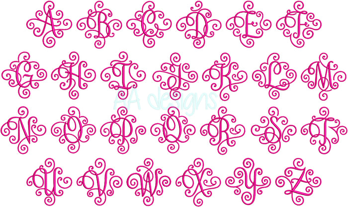 Elegant Scroll embroidery digital font. Embroidery font, embroidery alphabet, embroidery monogram font, machine embroidery font, embroidery lettering, BX embroidery font, PES font embroidery, DST font embroidery