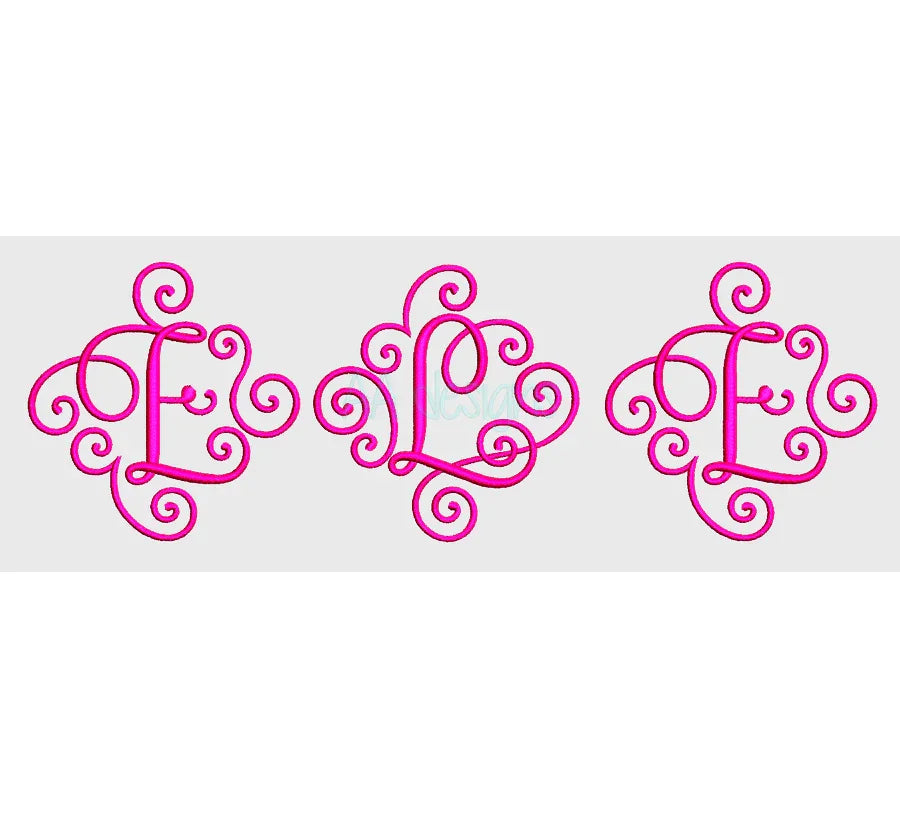 Elegant Scroll embroidery digital font. Script embroidery font. BX file