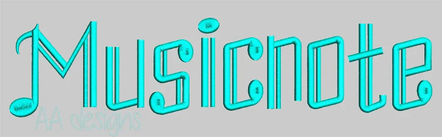 Music Note embroidery digital font. Embroidery alphabet for instant download. BX file also included