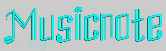 Music Note embroidery digital font. Embroidery alphabet for instant download. BX file also included