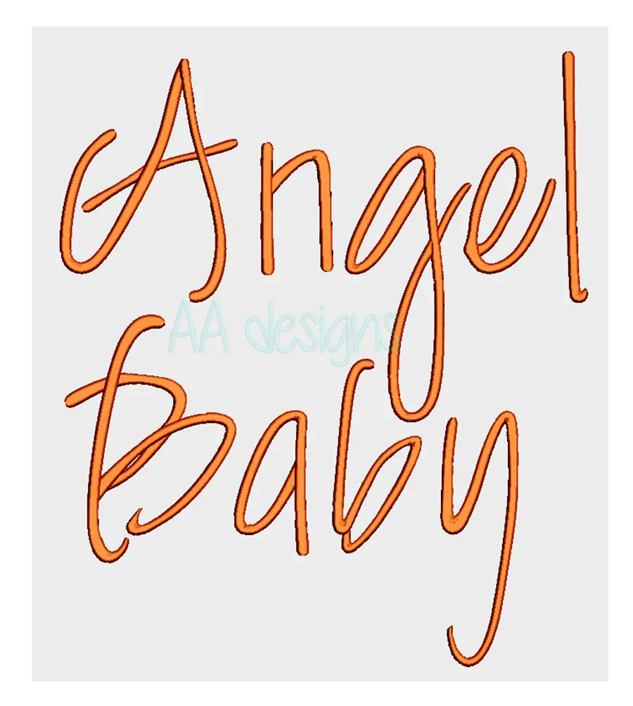 Angel Baby font. Script Embroidery font for instant download. BX file also