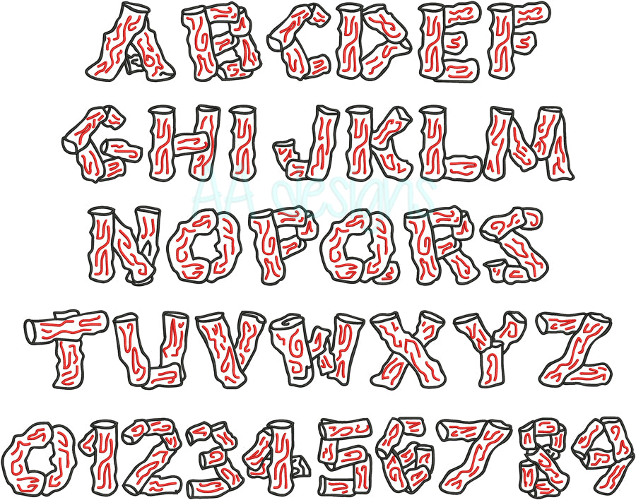 Wood Embroidery Font – Machine embroidery font for instant download. BX file also included