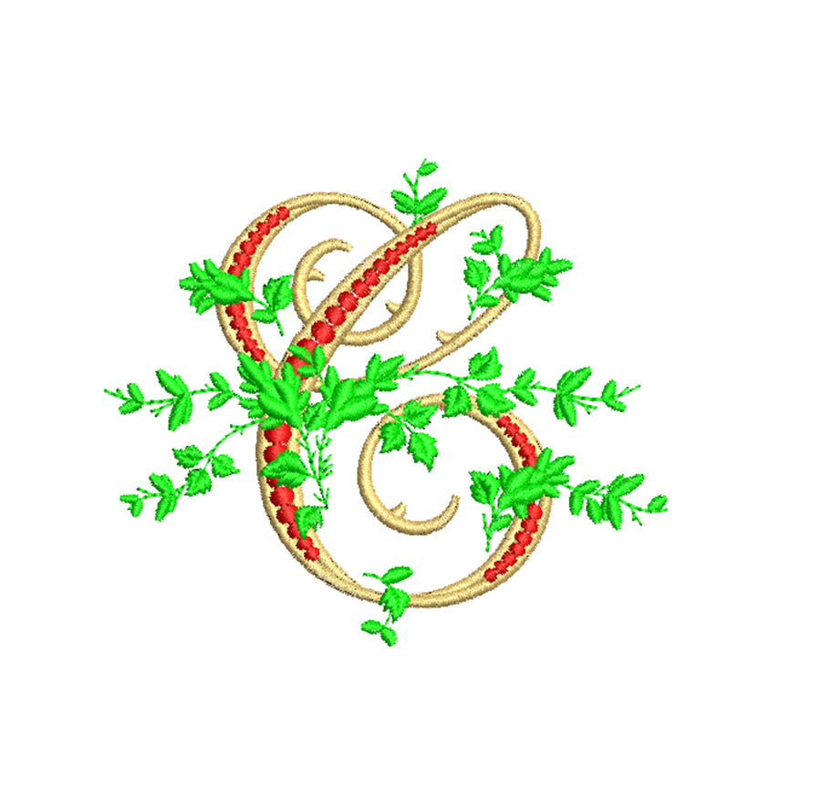 Floral embroidery digital font. Machine embroidery alphabet with floral design. BX included.