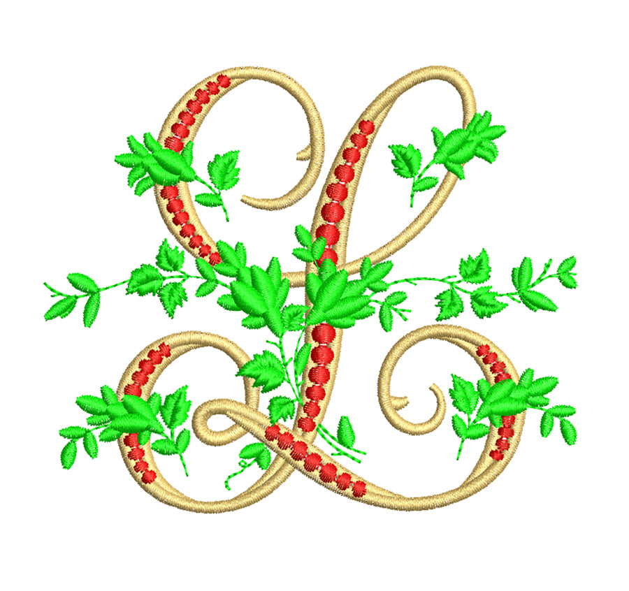 Floral embroidery digital font. Machine embroidery alphabet with floral design. BX included.