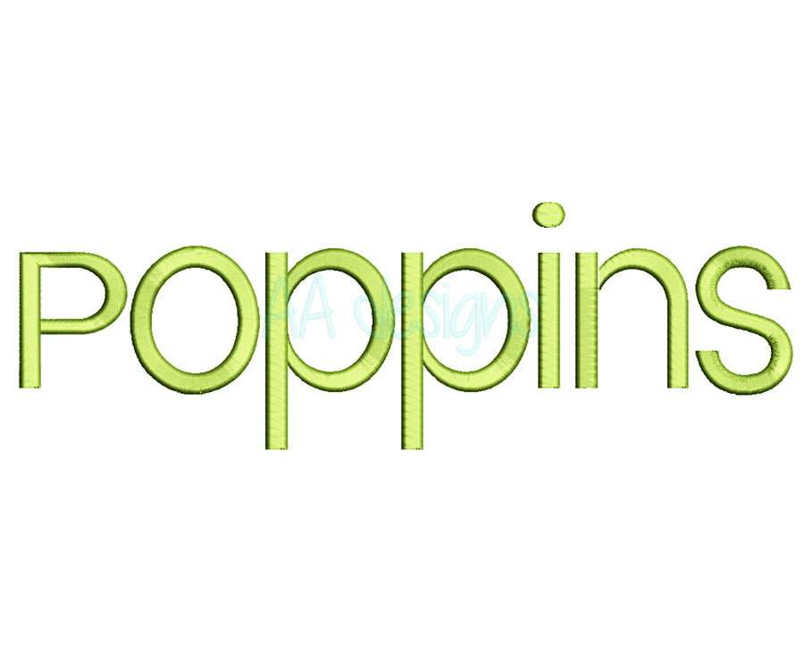 Poppin embroidery digital font. Machine embroidery alphabet for instant download. PES DST BX and all files for embroidery machine