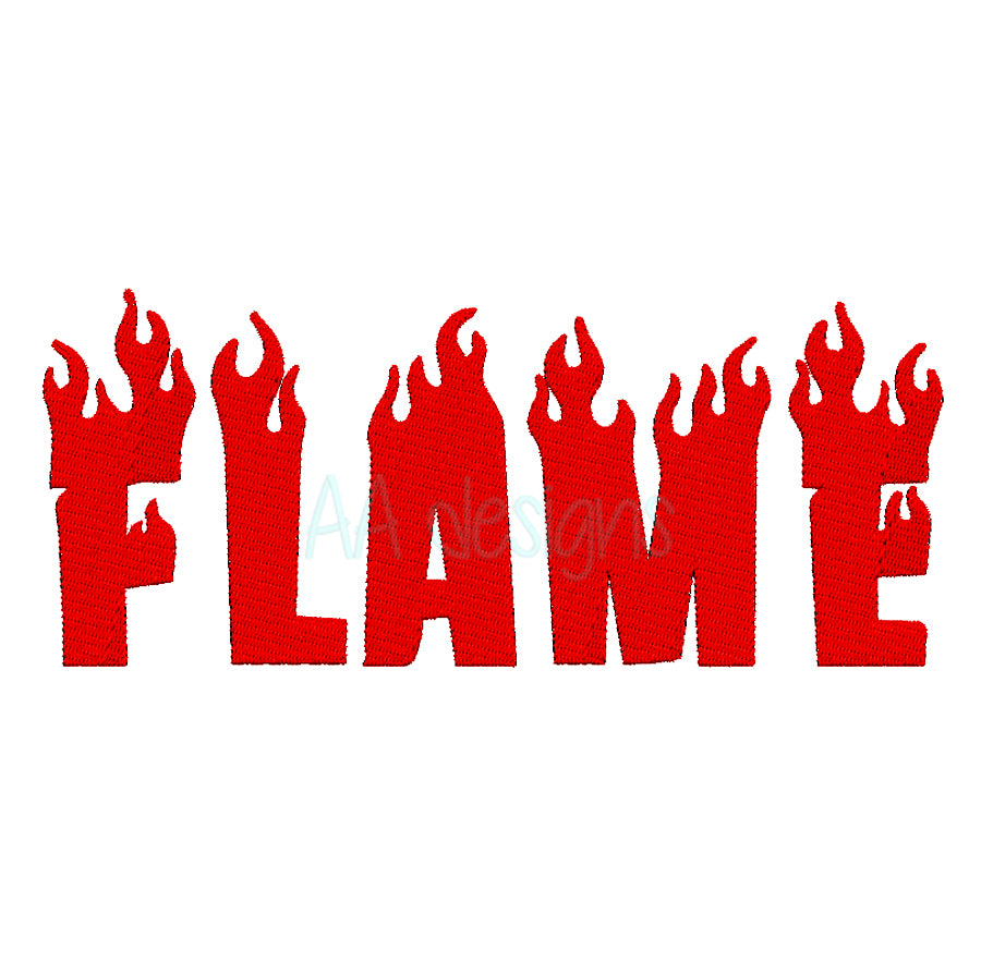 Flame embroidery digital font. Machine embroidery font in flame for instant download. PES DST BX and all files for embroidery machine