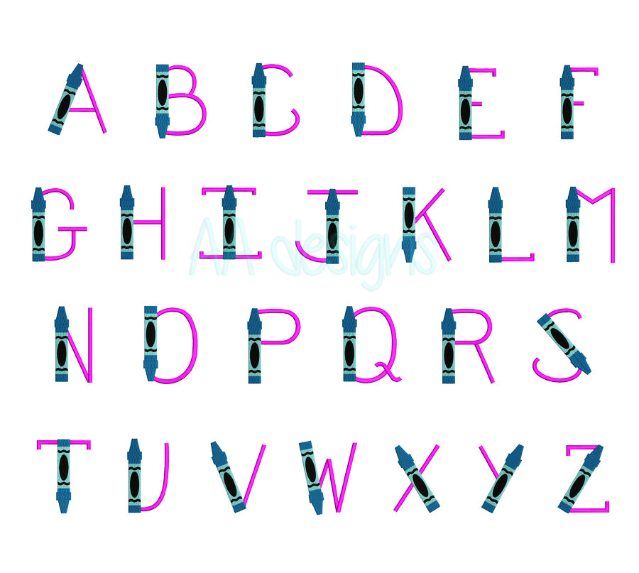 Crayon Embroidery Font
