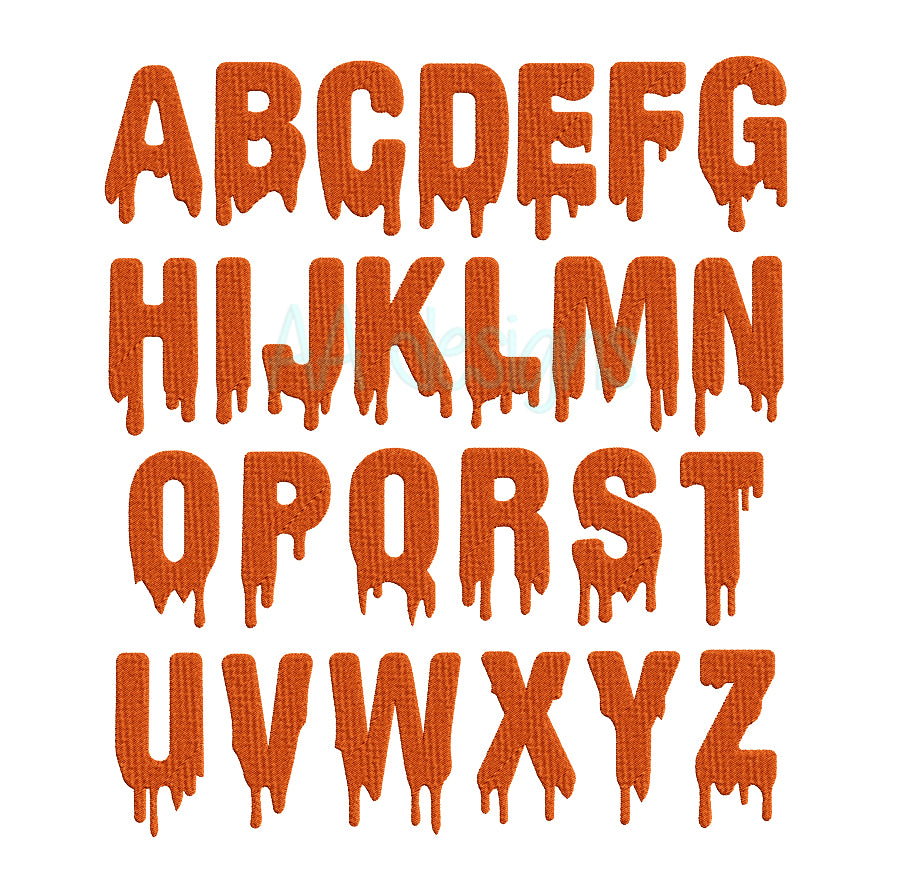 Melt Embroidery Font. Machine embroidery font for instant download. BX format