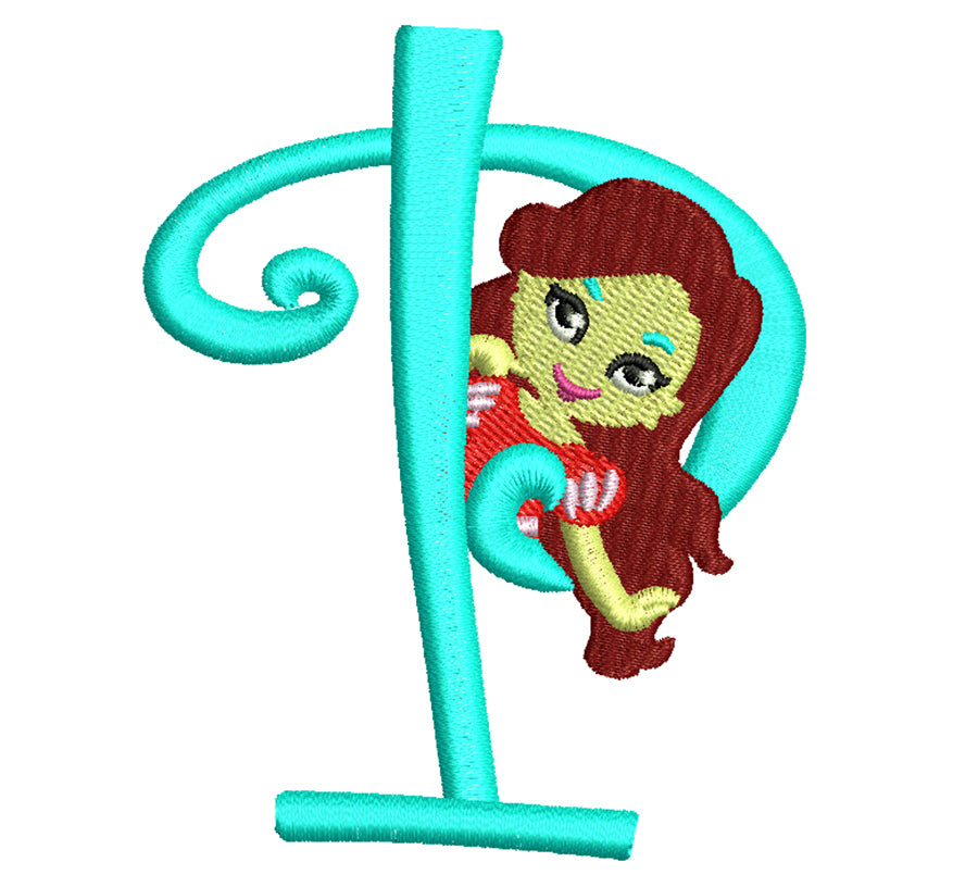 Princess embroidery font. Machine embroidery alphabet for baby girl. PES DST BX and all files for embroidery machine