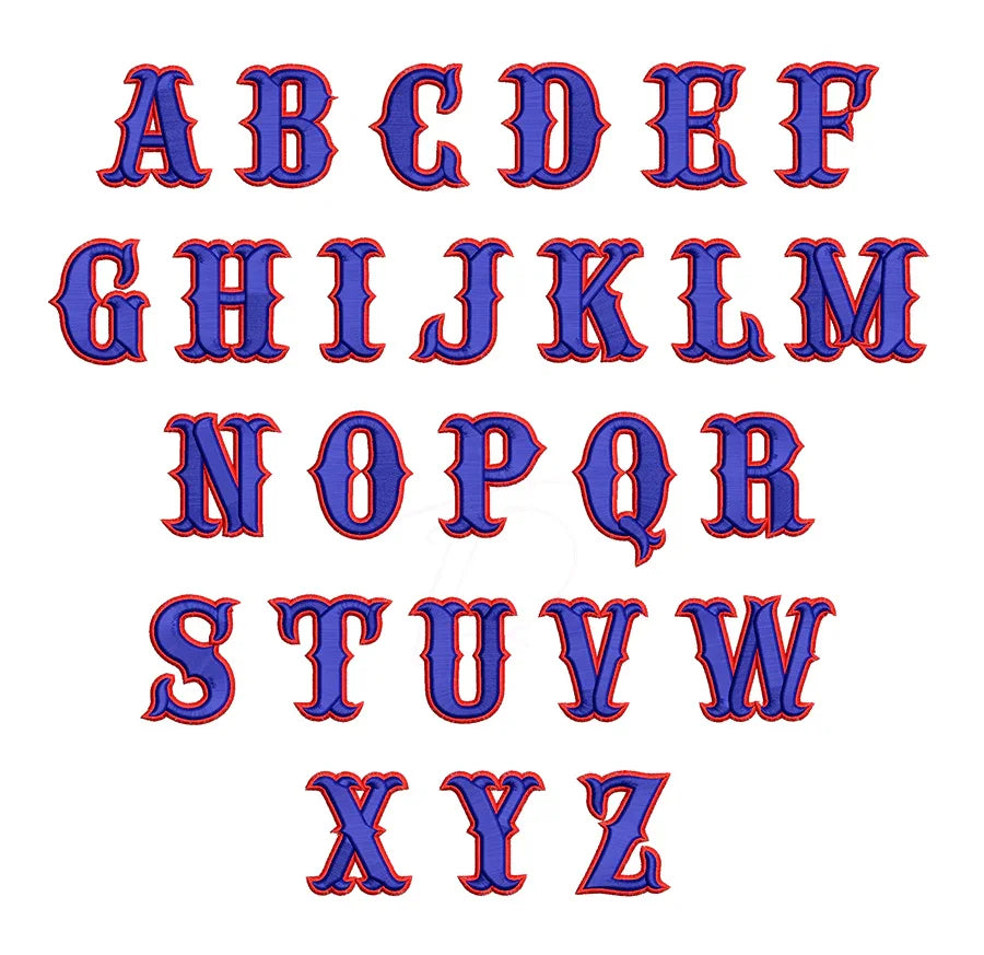 Fishtail 3D puff embroidery digital font. Machine embroidery 3D puff foam. BX PES DST files
