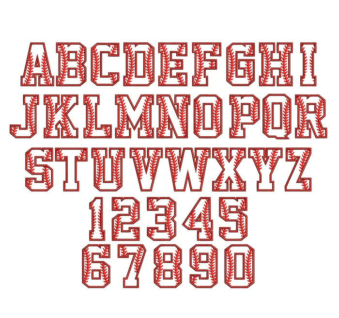 Baseball Applique Embroidery Font | BX PES DST Instant Download
