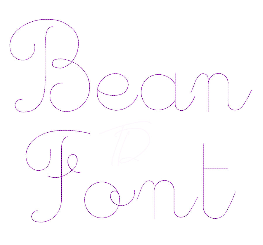 Bean Stitch embroidery digital font. Machine embroidery digital file in bean stitch. PES DST BX format