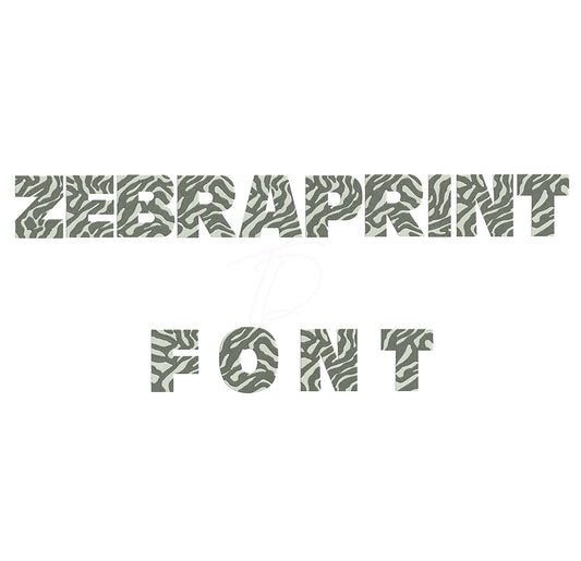 Zebra print embroidery font. Machine embroidery alphabet with zebra print. PES DST BX and all files for embroidery machine