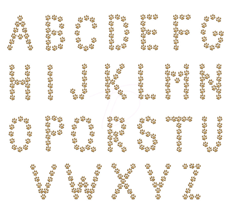Dog paw print embroidery font. Machine embroidery font in Dog paw print. PES DST BX and all files for embroidery machine. Instant download