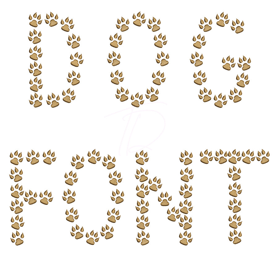 Dog paw print embroidery font. Machine embroidery font in Dog paw print. PES DST BX and all files for embroidery machine. Instant download
