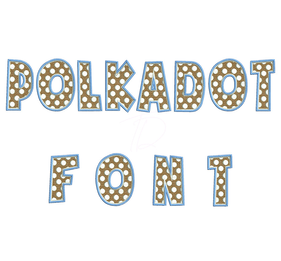 Polka dot embroidery font. Machine embroidery alphabet in polka dot. PES DST BX and all files for embroidery machine