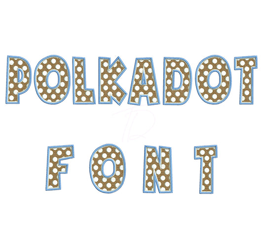 Polka dot embroidery font. Machine embroidery alphabet in polka dot. PES DST BX and all files for embroidery machine
