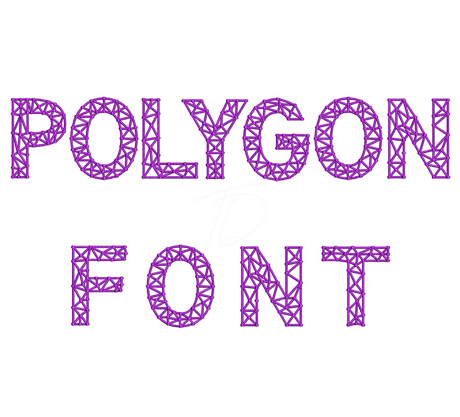 Polygon embroidery font. Machine embroidery alphabet in polygon. PES DST BX and all files for embroidery machine