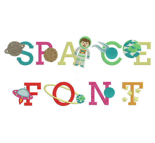 Outer Space Baby Embroidery Font