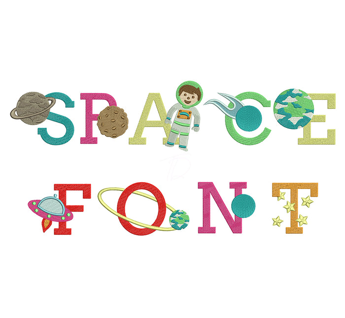 Outer Space Baby Embroidery Font