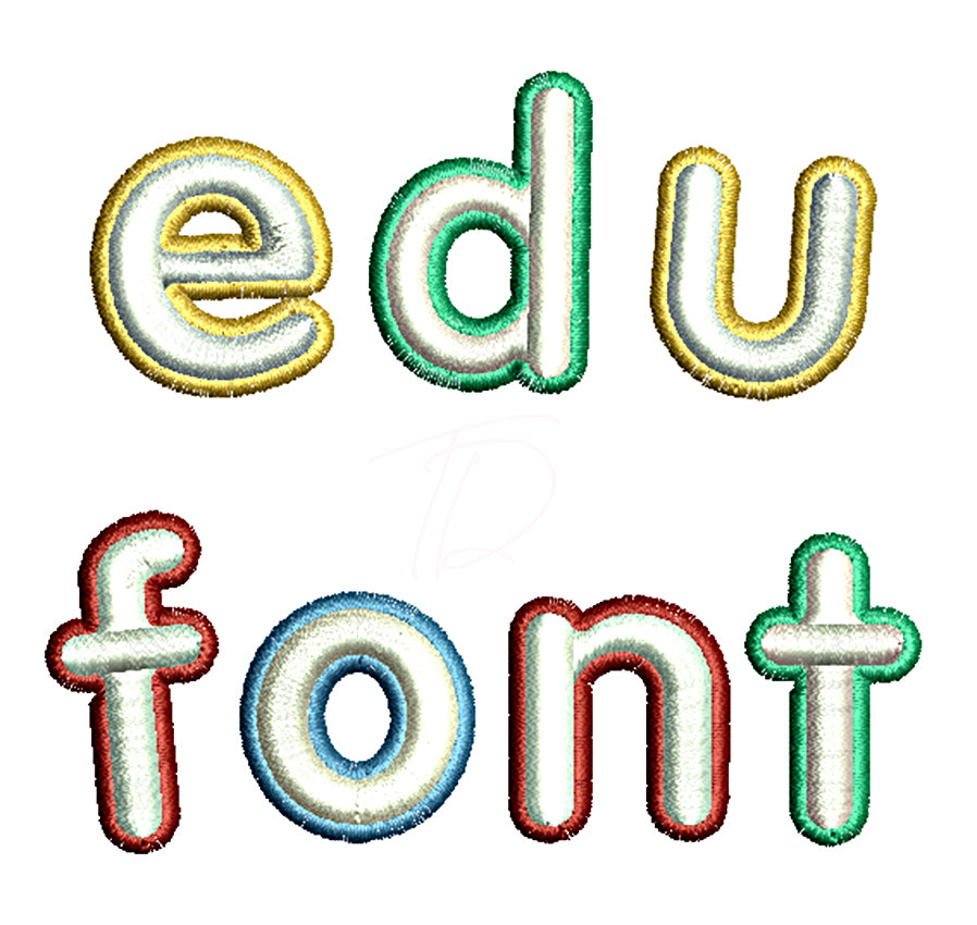 Education 3D Puff Embroidery Font with Outline
