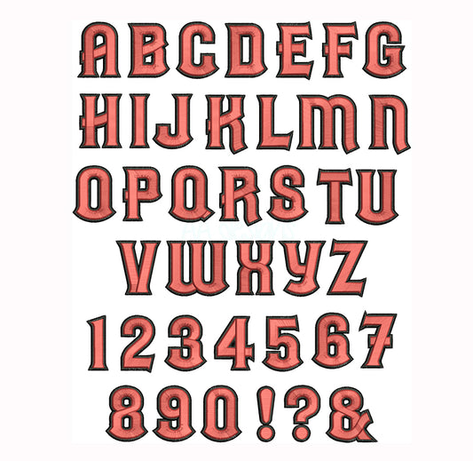 Team 3D Puff Embroidery Font. Embroidery font in 3D puff foam.